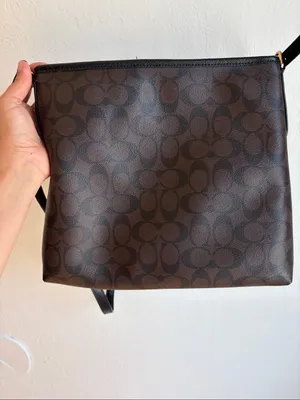 Coach Signature File Crossbody Bag Brown big C logo thumbnail 8