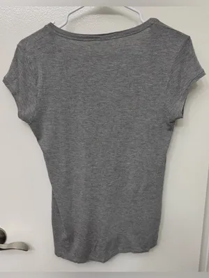 Tahari Grey Short Sleeve T-Shirt | Classic Casual Everyday Tee thumbnail 2