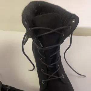 - Brash black lace up heel treaded boots with plaid trim size 7.5 thumbnail 5