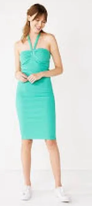 NWT Nine West Green Halter Dress thumbnail 1