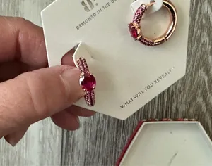 NWT Bomb Party Warm Summer Sunset Earrings Lab Created Rubies Rose Gold Plated thumbnail 7