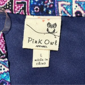 Pink Owl Apparel Women’s Size L Purple Blue Cream Medallion Print Shift Dress thumbnail 5