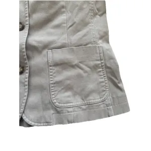 LL Bean Jacket Womens Sz 12R Utility Khaki‎ Cotton Canvas Unlined Blazer Jacket thumbnail 4