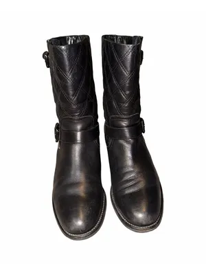 Aquatalia by Marvin K Italy Black Moto Leather Quilted Boots Size 8.5 Fall thumbnail 2