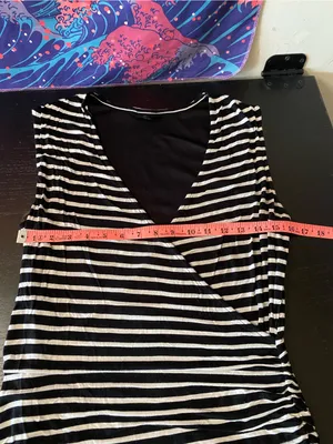 Sleeveless Black and White Striped V-Neck Maxi Dress thumbnail 3