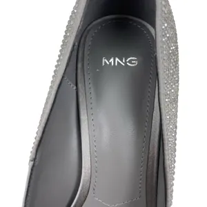 Mango Rhinestone Embellished Pointed Toe Satin Heel Pump Gray Size 39/ 8.5 thumbnail 11