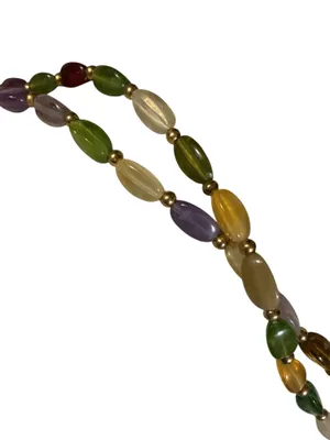 Vintage Multi-Color Plastic Rice Bead Necklace – Retro Earth Tone Boho Layering Piece thumbnail 2