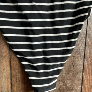 Aerie Womens Swim One Piece Black White Stripe Low Back Side Boob Size Large thumbnail 10