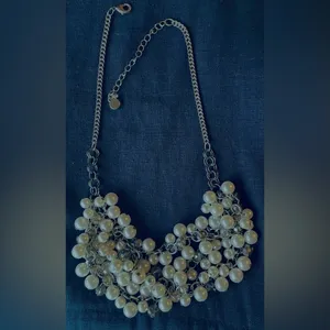 Pearls;Chunky Faux Pearl Statement Necklace for Women Multilayer 18” thumbnail 5