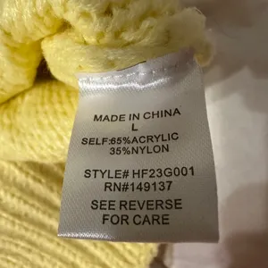 HyFve V-Neck Patterned Long Sleeve Yellow Knit Women's Sweater - Size L thumbnail 7
