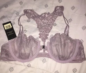 Mesh Lace Lingerie Bra Purple Size M thumbnail 1