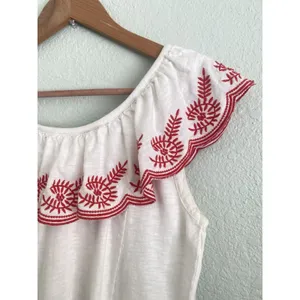 Anthropologie Moulinette Soeurs White/Red Julieta Ruffled Top Size S Boho Chic thumbnail 6