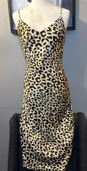 Leopard Print Satin Slip Dress – Y2K / Model Off-Duty Vibes thumbnail 1