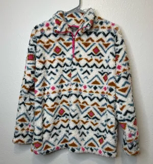 Eddie Bauer Quest Plush Quarter Zip Mock Neck Fleece Pullover Aztec Size Medium thumbnail 1