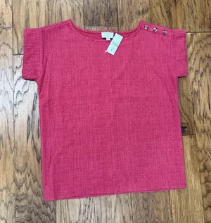 Loft NWT pink cap sleeve button detail women’s top blouse size S thumbnail 1