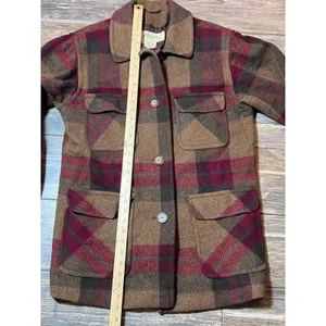 Vintage Eddie Bauer Women Plaid‎ Wool Blend Barn Chore Jacket Medium Oversized thumbnail 7