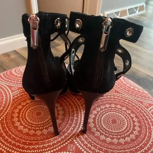 Sam Edelman Black heel sandals zipper back 6.5, 4 inch heel thumbnail 8