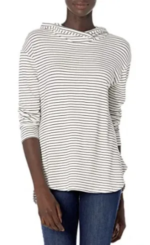 Daily Ritual Women's Supersoft Terry Long-Sleeve Hoodie Pullover White/Black XS‎ thumbnail 1
