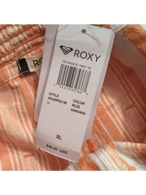 Roxy Orange And White Striped Linen Blend Pants Size XL thumbnail 6