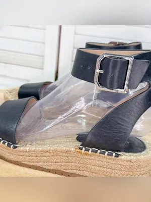 Antonio Melani Ankle Strap Espadrille Platform Leather Sandals Black 7.5 thumbnail 7