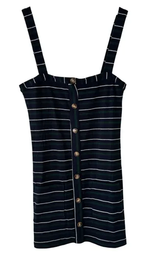 Olivaceous Striped Button Down Dress Sleeveless Mini Casual Summer Sun Dress Size M‎ thumbnail 1