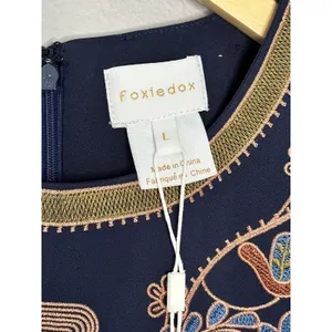 Foxiedox Hadiya Multi Dress Womens Large Navy Blue Embroidered Mini FA500DR thumbnail 6