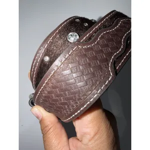 Women's Size M 38" Western Rhinestone Belt Brown Faux Horse Hair Silver Buckle‎ thumbnail 3