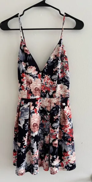 Windsor Navy and Pink Floral Spaghetti Strap Dress thumbnail 1