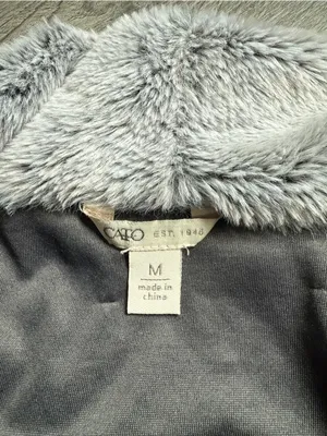 CATO Faux Fur Vest Soft Gray Open Drape With Pockets thumbnail 4