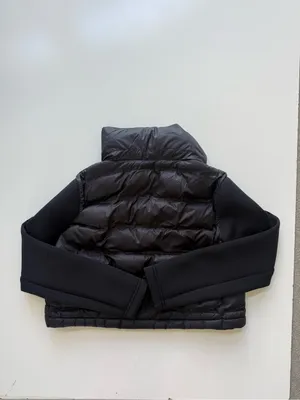 Zara Black Combination Cropped Puffer Coat Size Large thumbnail 7