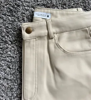 Zara Cream Boot Cut Faux Leather Pants thumbnail 4
