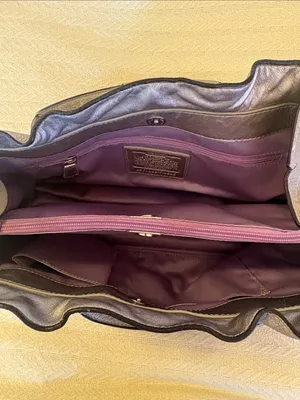 Coach Gray Leather Hand Bag Purse thumbnail 9