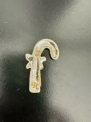 Vintage Can Cane Brooch Pin with Poinsettia Accent thumbnail 3