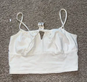 Aeropostale - Cropped Tie Front Cami - Medium, White (NWT) thumbnail 1