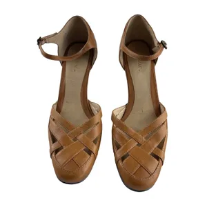 Aerosoles Rick Sand Brown‎ Leather Woven Ankle Strap Kitten Heels Womens 9.5 M thumbnail 2