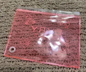 Clear Pink Transparent Pouch with Cute Graphics thumbnail 1