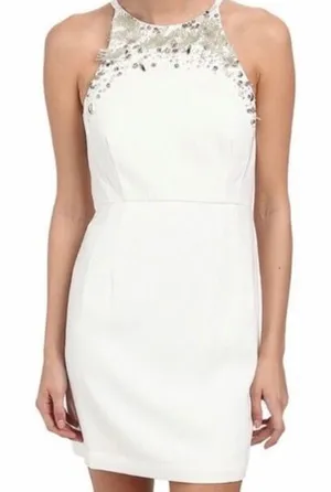 French Connection Size 8 Beaded White Mini Dress‎ Graduation Party Bridal NWT thumbnail 1