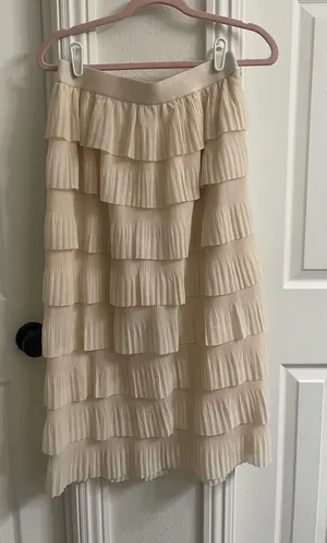 Women’s Cream Layered Pleated Midi Skirt thumbnail 1