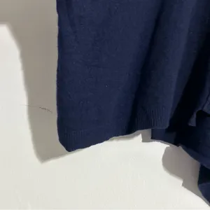 Aqua Cashmere Turtleneck Asymmetrical Sweater Navy M/L Minimal Timeless Classic thumbnail 6