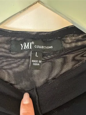 YMI Black Long-Sleeve Mesh Top thumbnail 4