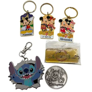 Disney Keychain Coin Lot Stitch Mickey‎ Minnie 60th 25th Anniversary Abuelita thumbnail 1