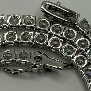 Moissanite Iced Out Tennis Chain Silver 5mm 22 Inches Brand New VVS1 Fast Ship thumbnail 6