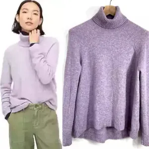 J. Crew Sweater Medium Pastel Super Soft‎ Yarn Alpaca Wool Blend Turtleneck Cozy thumbnail 2