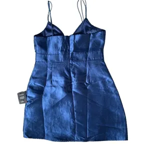 NWT Navy Blue Taffeta‎ Deep V-Neck Dark Fairy Dress Party Romantic Whimsigoth thumbnail 8