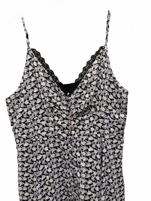 NWT In Bloom Floral Midi Slip Dress Lace Trim Button Front Cottagecore L thumbnail 5