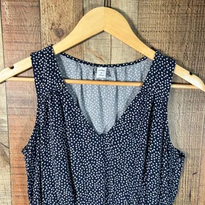 Old Navy Navy Blue Polka Dot Rayon Fit & Flare V-Neck Elastic Waist Dress Medium thumbnail 4