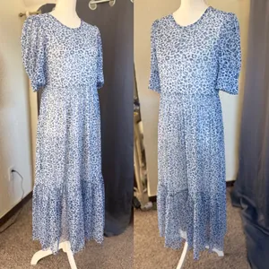 Baum und Pferdgarten Jocelyn Dress Womens Large Blue Leopard Mesh‎ Midi thumbnail 11