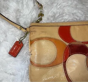 Coach Womens Wristlet Leather with Felt Detail Neutral Colored / Y2K thumbnail 2