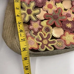 Boho Macrame Crochet Purse Bag Tote Round Handles Floral Brown Hippie 70’s Y2K thumbnail 7