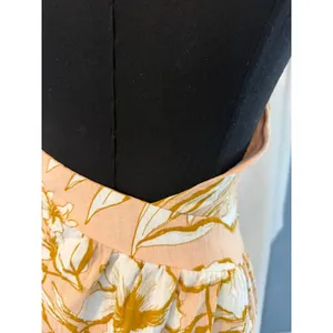Hello Molly Tropical Floral Halter Mini‎ Dress Peach Gold US 6 M Sleeveless thumbnail 3